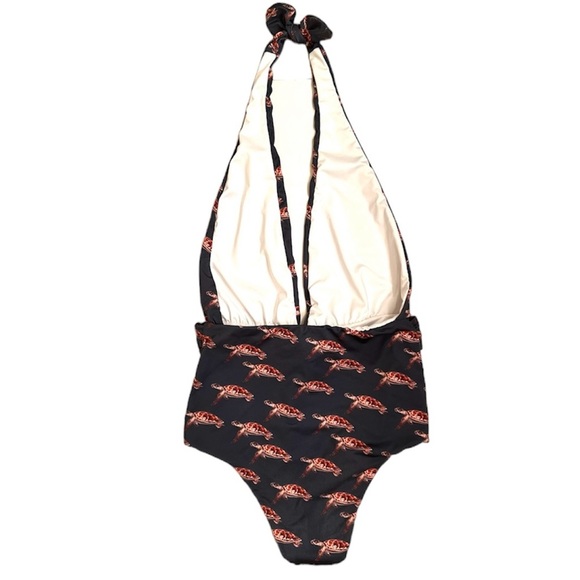 Verdelimon Turtle Deep V Halter-Style One-piece Swimsuit Size Small - Picture 2 of 14